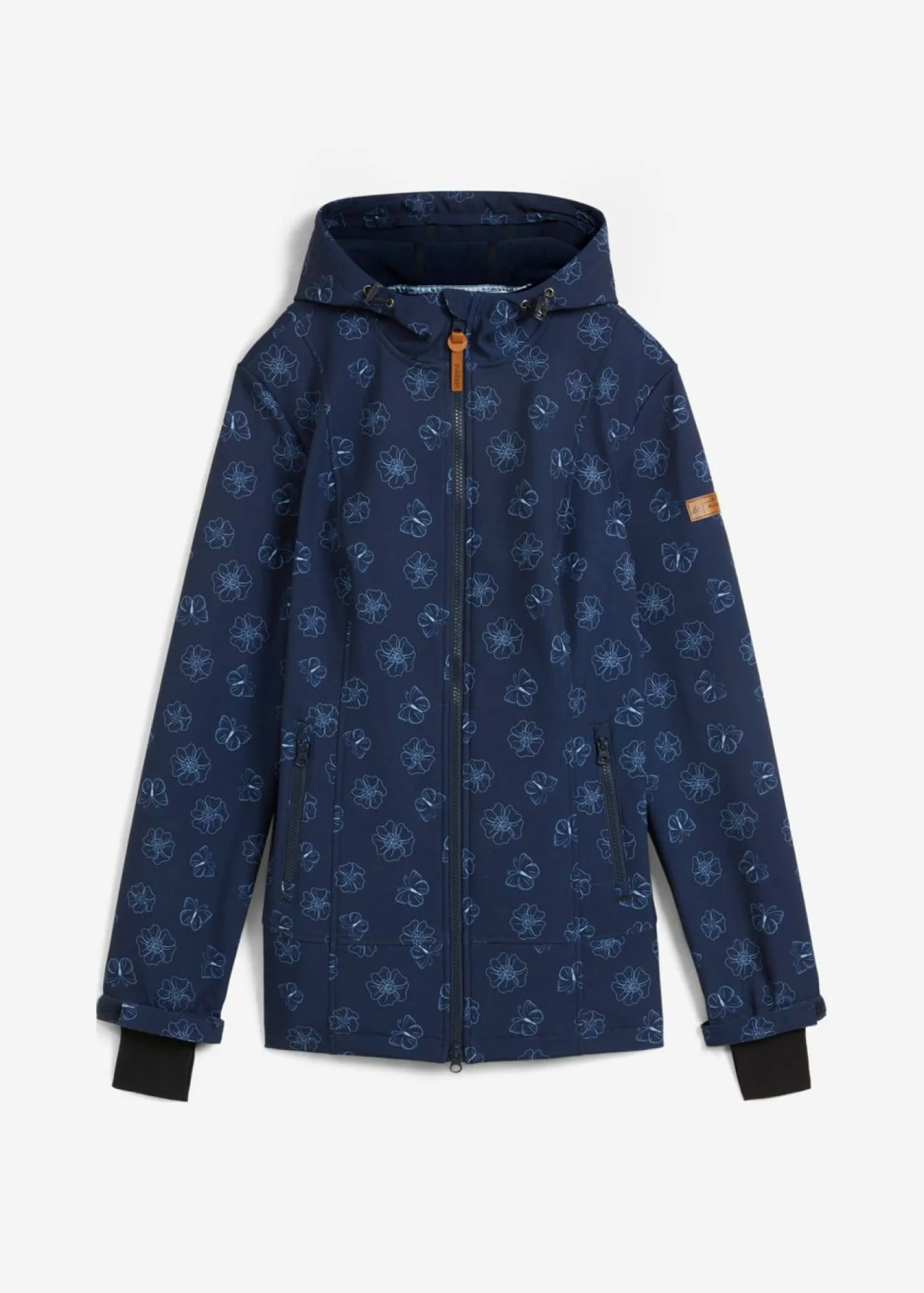 bonprix bonprix Chaqueta softshell repelente al agua con patrón de flores Azul marino de flores New