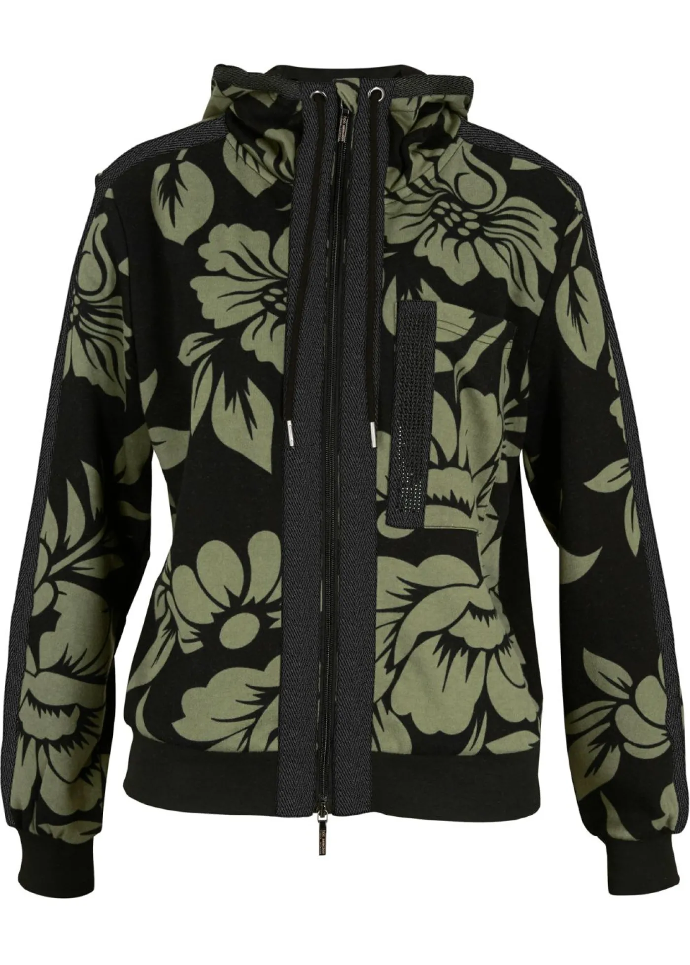 bonprix bonprix Chaqueta tipo sudadera con algodón Negro-verde de flores Best