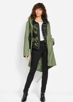 bonprix bonprix Chaqueta tipo sudadera con algodón Negro-verde de flores Best