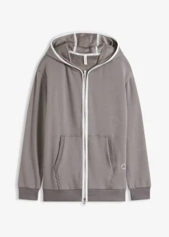 bonprix bonprix Chaqueta térmica de chándal de material de secado rápido con corte ancho Gris granito Outlet