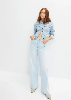 bonprix bonprix Chaqueta vaquera con inserto de encaje Denim claro Online
