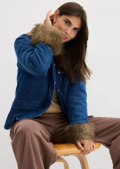 bonprix bonprix Chaqueta vaquera con ligero guateado Azul piedra Sale