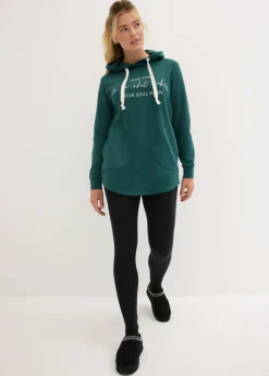 bonprix bonprix Chándal con sudadera larga y leggings (2 piezas) Negro/verde mate estampado Hot