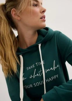 bonprix bonprix Chándal con sudadera larga y leggings (2 piezas) Negro/verde mate estampado Hot