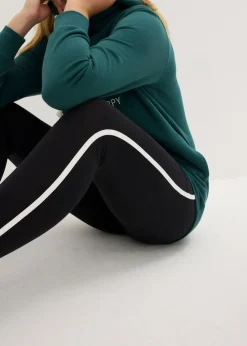 bonprix bonprix Chándal con sudadera larga y leggings (2 piezas) Negro/verde mate estampado Hot