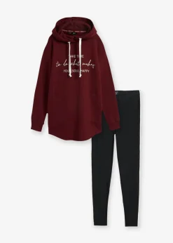 bonprix bonprix Chándal con sudadera larga y leggings (2 piezas) Rojo avellana/negro estampado Best