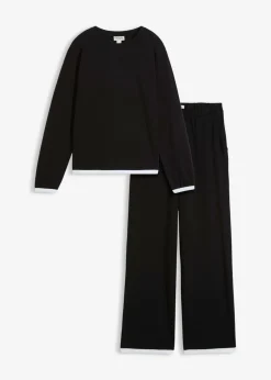 bonprix bonprix Chándal de algodón (2 piezas) Negro-blanco Outlet