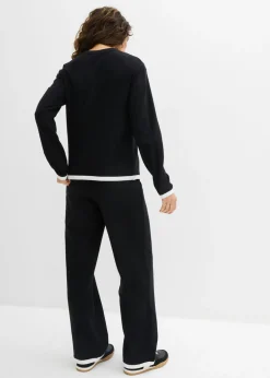 bonprix bonprix Chándal de algodón (2 piezas) Negro-blanco Outlet