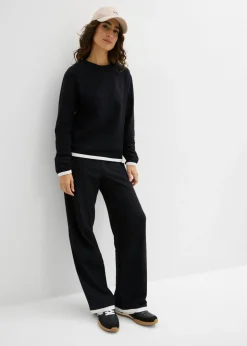 bonprix bonprix Chándal de algodón (2 piezas) Negro-blanco Outlet