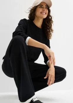 bonprix bonprix Chándal de algodón (2 piezas) Negro-blanco Outlet