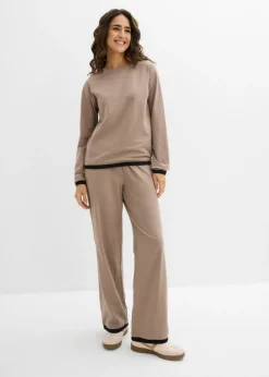 bonprix bonprix Chándal de algodón (2 piezas) Marrón grisáceo/negro Outlet