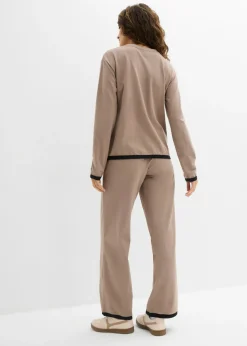 bonprix bonprix Chándal de algodón (2 piezas) Marrón grisáceo/negro Outlet