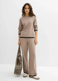 bonprix bonprix Chándal de algodón (2 piezas) Marrón grisáceo/negro Outlet
