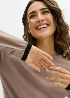 bonprix bonprix Chándal de algodón (2 piezas) Marrón grisáceo/negro Outlet