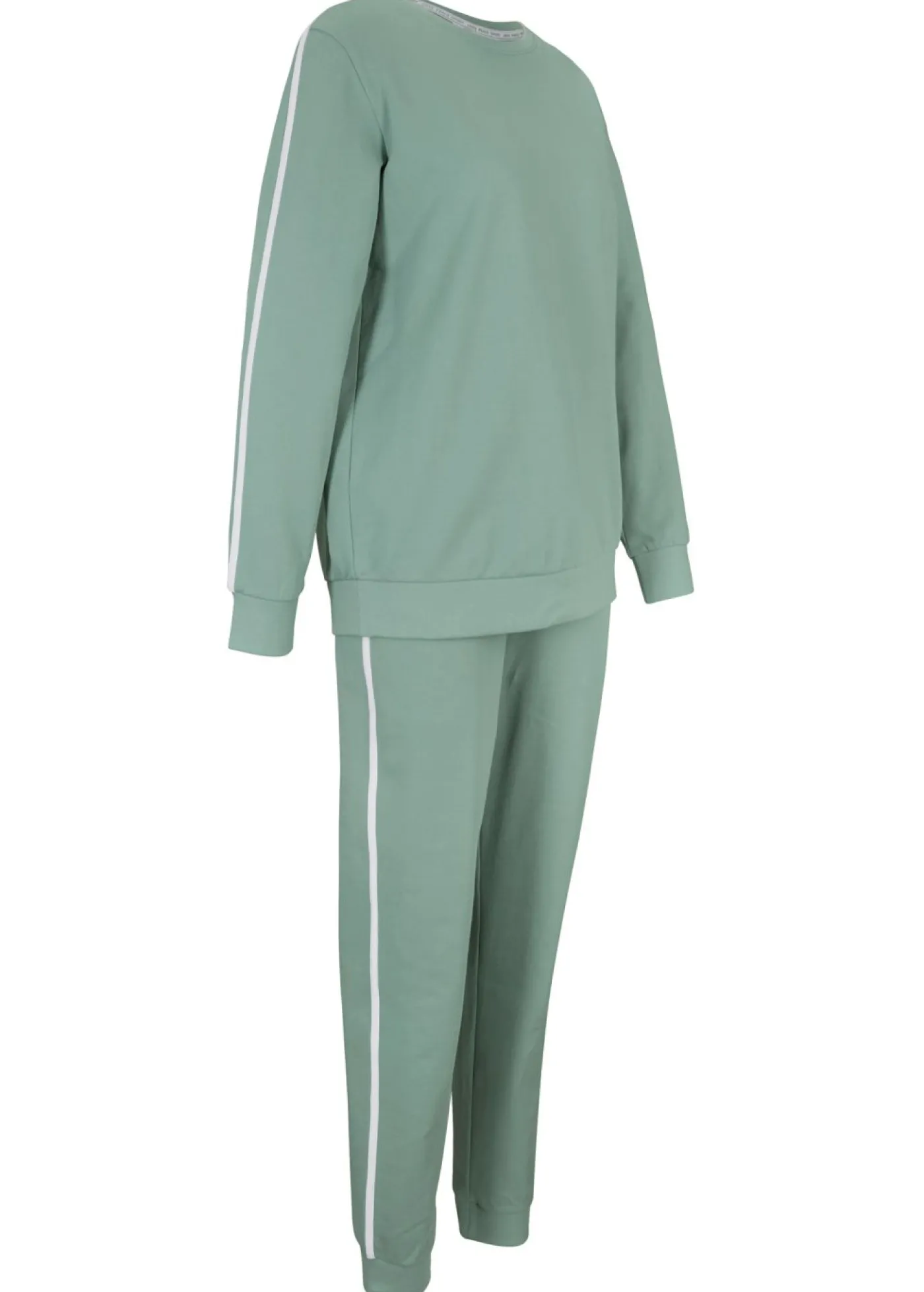 bonprix bonprix Chándal de algodón puro (conjunto de 2 piezas) Verde ahumado de rayas verticales Discount