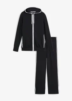 bonprix bonprix Chándal elástico de algodón (2 piezas) Negro Sale