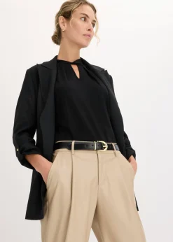 bonprix bonprix Cinturón de cuero negro-oro metálico Sale