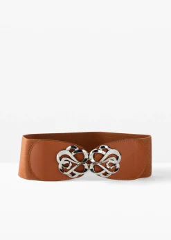 bonprix bonprix Cinturón elástico ancho Coñac-plateado Clearance