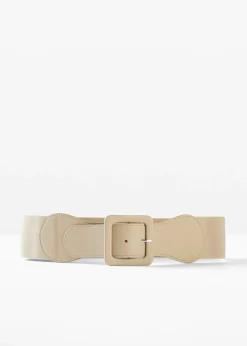 bonprix bonprix Cinturón elástico con hebilla cuadrada Beige verdoso Discount