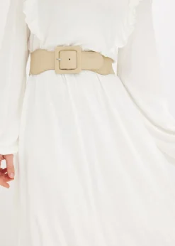 bonprix bonprix Cinturón elástico con hebilla cuadrada Beige verdoso Discount