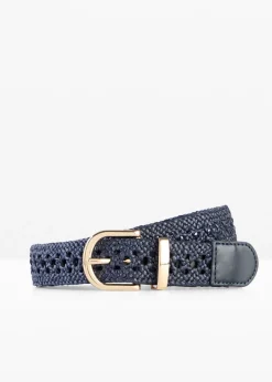 bonprix bonprix Cinturón trenzado con hebilla clásica Azul marino/dorado Hot