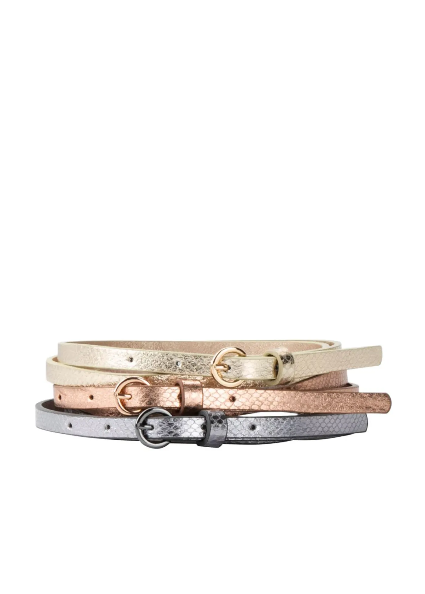 bonprix bonprix Cinturón (3 unidades) con relieve Oro/oro rosa/plata metalizado New