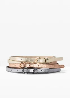 bonprix bonprix Cinturón (3 unidades) con relieve Oro/oro rosa/plata metalizado New