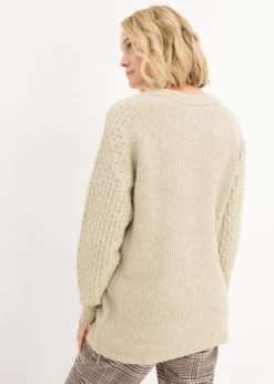 bonprix bonprix Cálido jersey premamá y de lactancia 2 en 1 Caqui nuevo Outlet