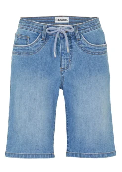 bonprix bonprix Cómodas bermudas vaqueras elásticas con cordón azul medio denim usado New