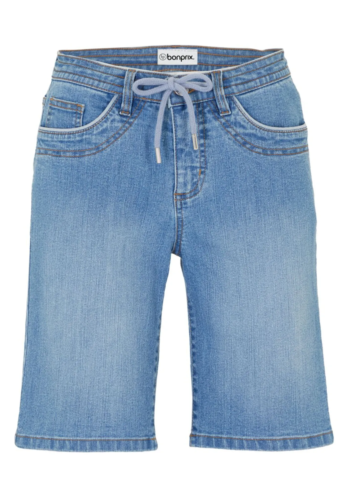 bonprix bonprix Cómodas bermudas vaqueras elásticas con cordón azul medio denim usado New