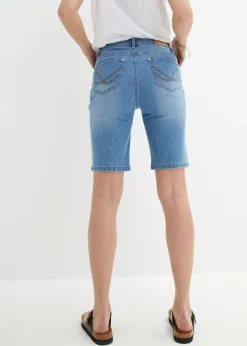 bonprix bonprix Cómodas bermudas vaqueras elásticas con cordón azul medio denim usado New