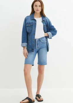bonprix bonprix Cómodas bermudas vaqueras elásticas con cordón azul medio denim usado New