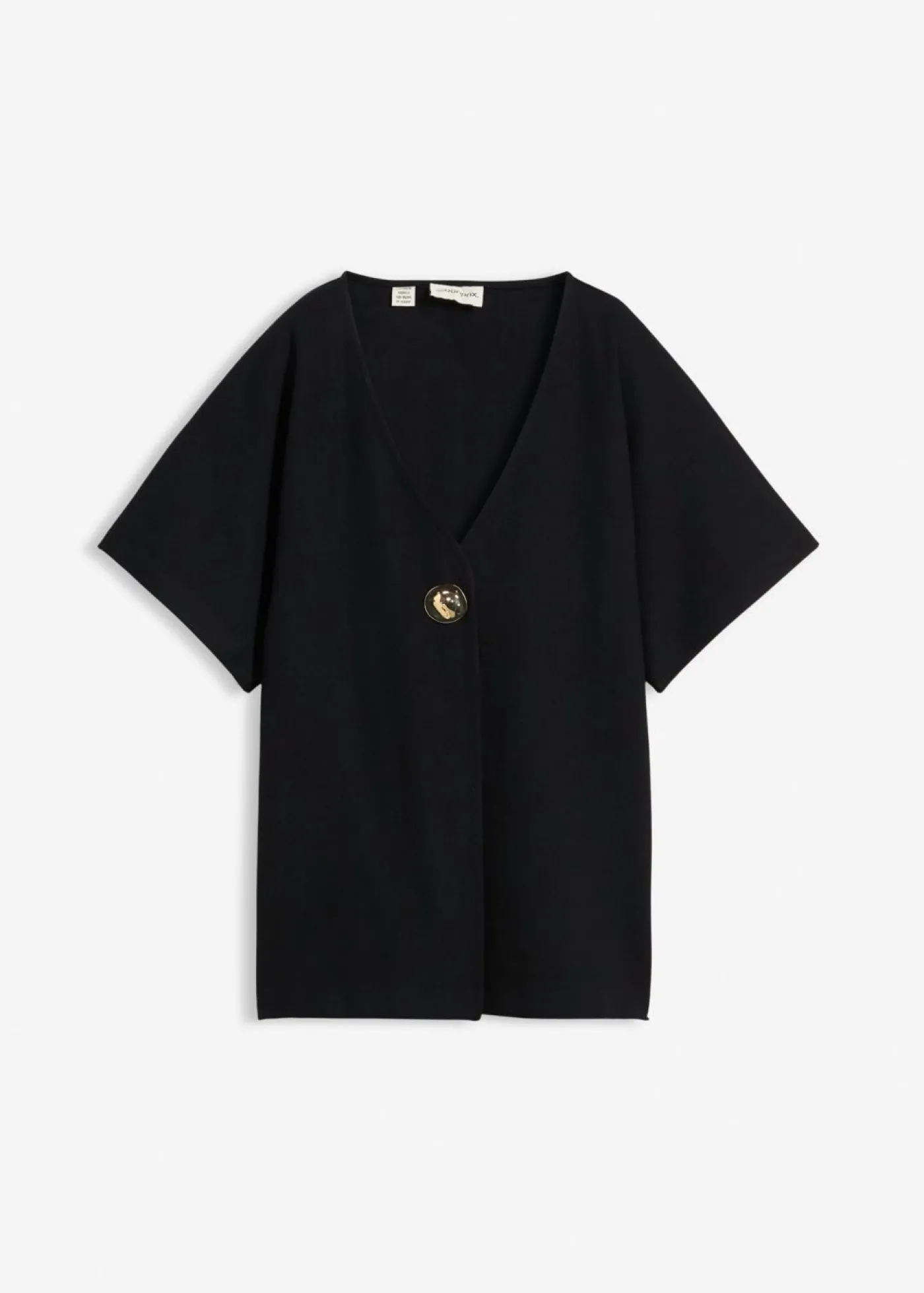 bonprix bonprix Cómodo chaleco de tejido Punto di Roma con botones decorativos Negro Online