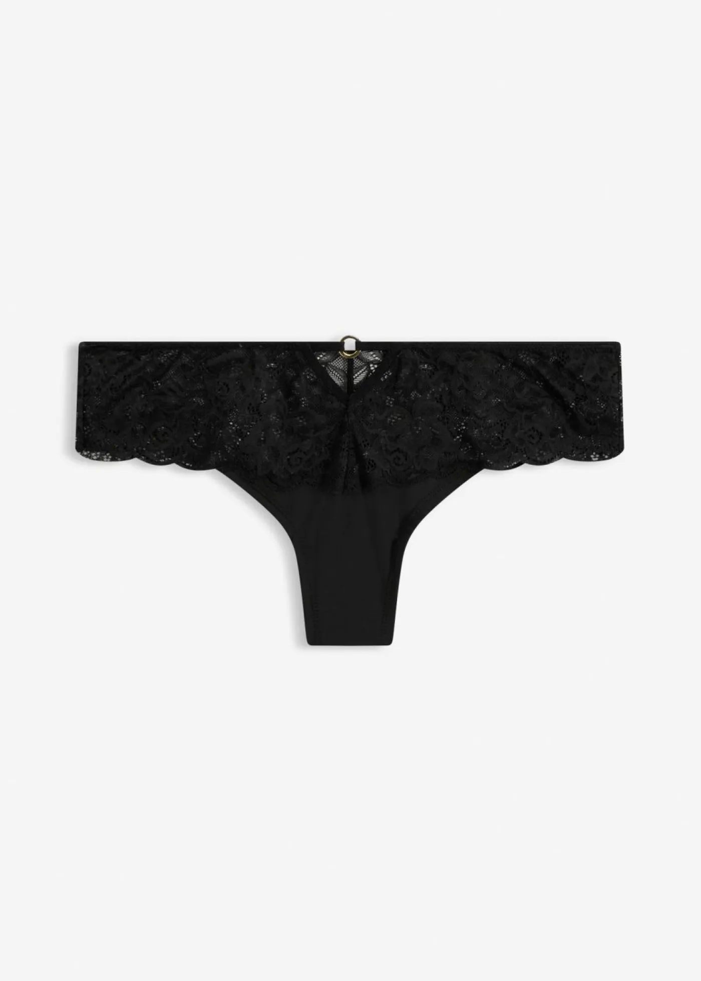 bonprix bonprix Cómodo tanga con encaje de flores Negro Outlet