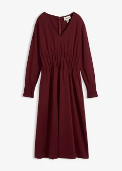 bonprix bonprix Cómodo vestido de mezcla de viscosa con pinzas decorativas rojo avellana New