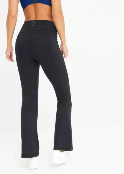 bonprix bonprix Cómodos leggings deportivos con bolsillo para móvil, corte acampanado y material de secado rápido Negro Clearance