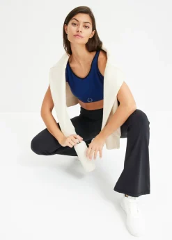 bonprix bonprix Cómodos leggings deportivos con bolsillo para móvil, corte acampanado y material de secado rápido Negro Clearance