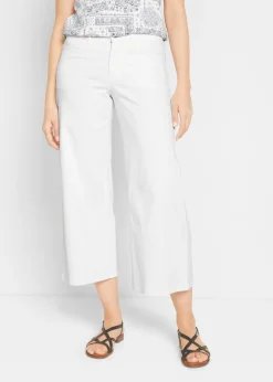 bonprix bonprix Cómodos vaqueros elásticos de corte capri (2 unidades) Denim azul hielo-blanco Discount