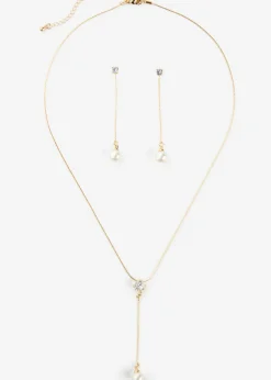 bonprix bonprix Collar + pendientes (3 unidades) Dorado-crema Hot