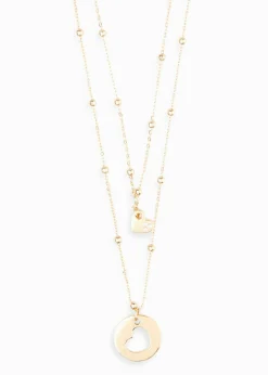 bonprix bonprix Collares (2 piezas) con colgantes en forma de corazón Dorado Clearance