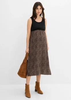 bonprix bonprix Conjunto 3 en 1 compuesto por jersey y vestido premamá con función de lactancia (2 piezas) estampado leo marrón arcilla-negro Online