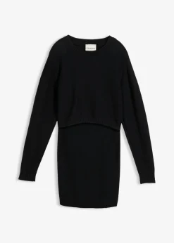 bonprix bonprix Conjunto de jersey y falda de algodón orgánico para durante y después del embarazo (2 piezas) Negro Discount
