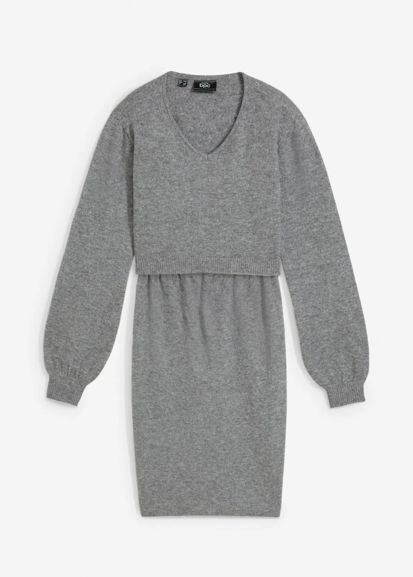bonprix bonprix Conjunto de punto de jersey y falda para bebé gris moteado Sale