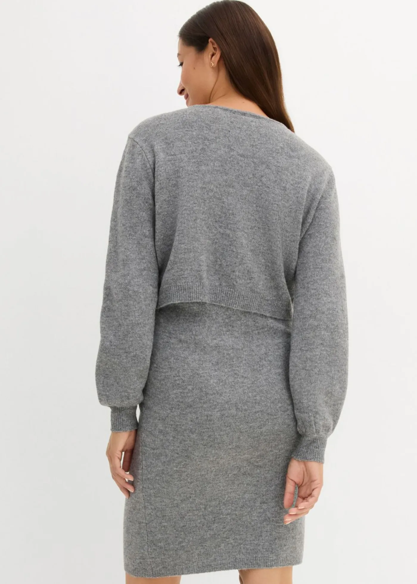 bonprix bonprix Conjunto de punto de jersey y falda para bebé gris moteado Sale