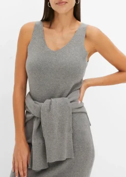 bonprix bonprix Conjunto de vestido de punto (2 piezas) Gris jaspeado Outlet
