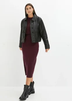 bonprix bonprix Conjunto de vestido de punto (2 piezas) rojo burdeos Discount