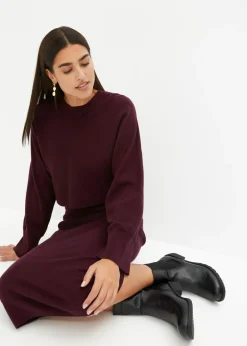 bonprix bonprix Conjunto de vestido de punto (2 piezas) rojo burdeos Discount