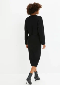 bonprix bonprix Conjunto de vestido de punto (2 piezas) Negro Sale