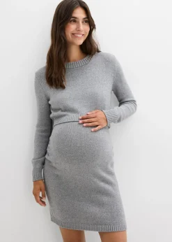 bonprix bonprix Conjunto premamá de 2 piezas compuesto por jersey y falda de algodón con hilo brillante Gris jaspeado Online