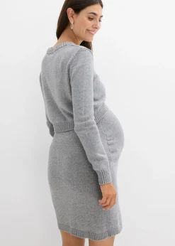 bonprix bonprix Conjunto premamá de 2 piezas compuesto por jersey y falda de algodón con hilo brillante Gris jaspeado Online